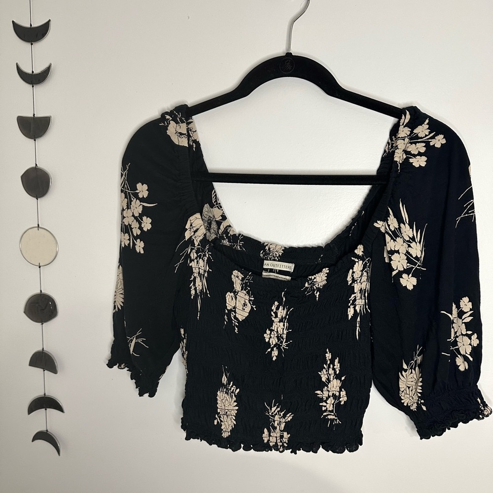 Urban Outfitters Giselle Smocked Cropped Top